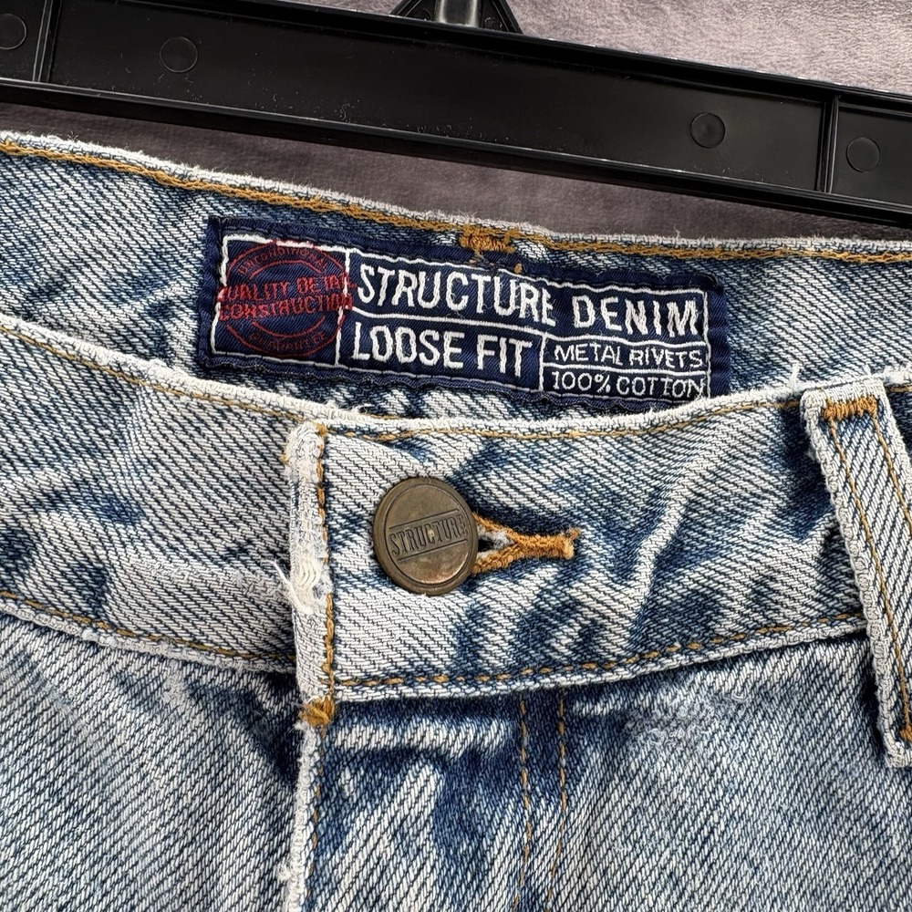 VTG Y2K Structure Loose Fit Jeans Mens 34x32 Light Blue Wash Baggy 90s USA